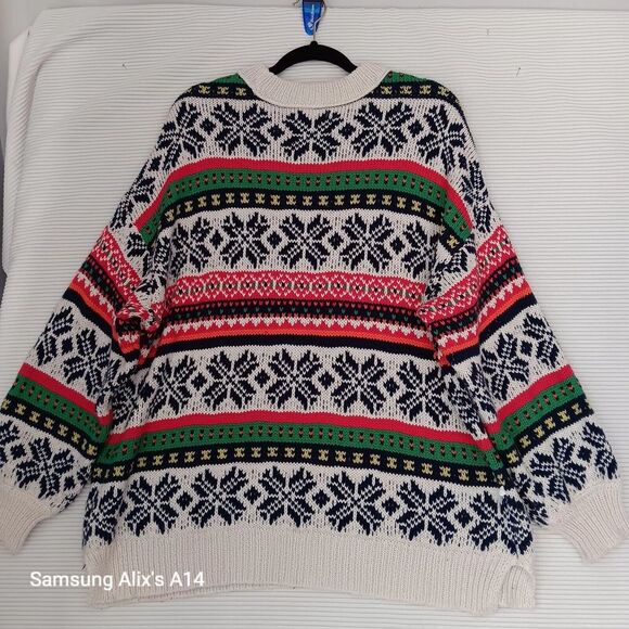 Aerie Womens Size Large Multicolor Sweater Nordic Snowflakes Christmas Pullover - Picture 10 of 11